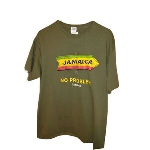 Jamaica No Problem Shirt Carnival Men's Large Green Flag Travel Caribbean Cruise